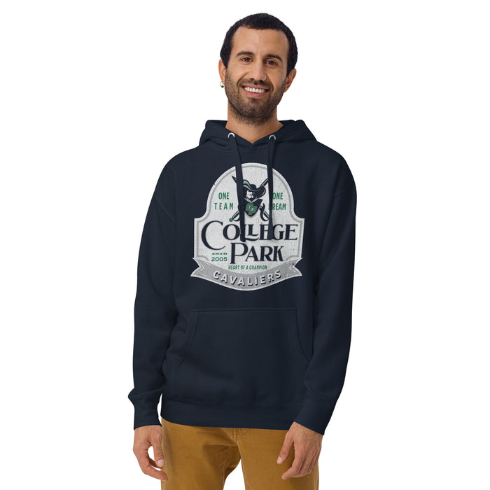 Man wearing a College Park High School Cavaliers Premium Navy Hoodie 208