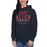 Woman wearing a Allen High School Eagles Premium Navy Blue Hoodie 203