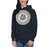 Woman wearing a Klein Collins High School Tigers Premium Navy Unisex Hoodie 209