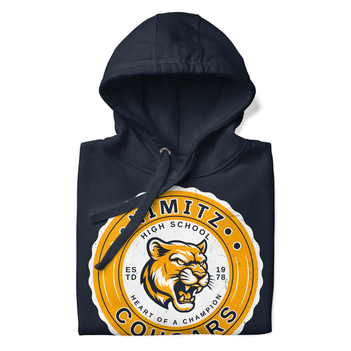 Neatly folded Nimitz High School Cougars Navy Blue Premium Unisex Hoodie 216