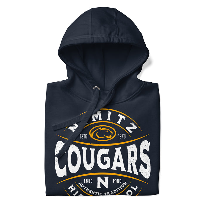 Neatly folded Nimitz High School Cougars Navy Blue Premium Unisex Hoodie 218