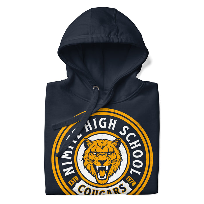 Neatly folded Nimitz High School Cougars Navy Blue Premium Unisex Hoodie 220