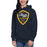 Woman wearing Nimitz High School Cougars Navy Blue Premium Unisex Hoodie 225