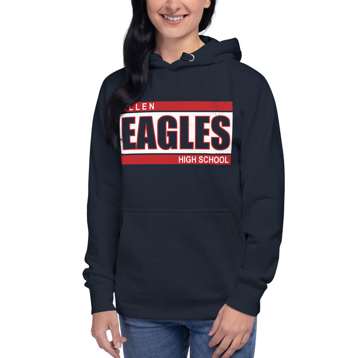 Woman wearing Allen High School Eagles Premium Navy Blue Hoodie 098