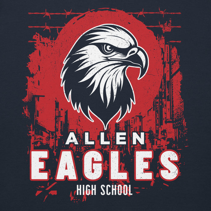 Close-up view of Allen High School Eagles Premium Navy Blue Hoodie 206