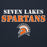 Close-up view of Seven Lakes High School Spartans Navy Premium Unisex Hoodie 222