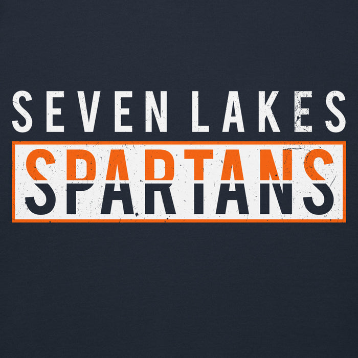 Close-up view of Seven Lakes High School Spartans Navy Premium Unisex Hoodie 031