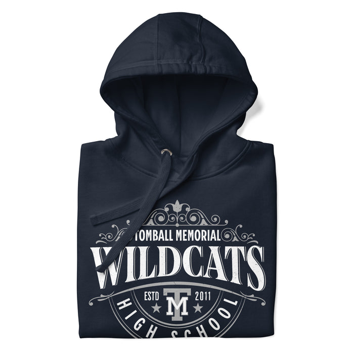 Neatly folded view of Tomball Memorial High School Wildcats Navy Premium Unisex Hoodie 211