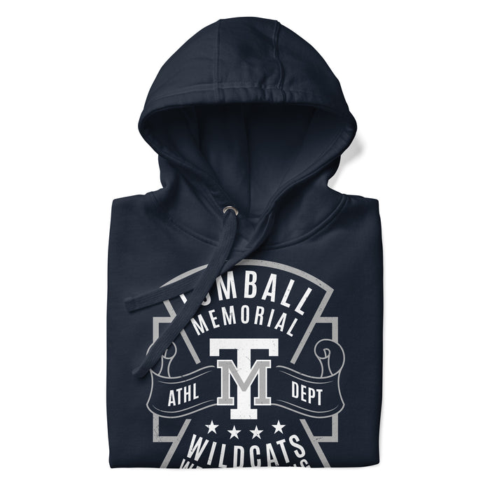 Neatly folded view of Tomball Memorial High School Wildcats Navy Premium Unisex Hoodie 207