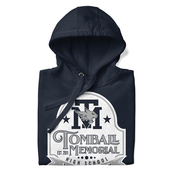 Neatly folded view of Tomball Memorial High School Wildcats Navy Premium Unisex Hoodie 219