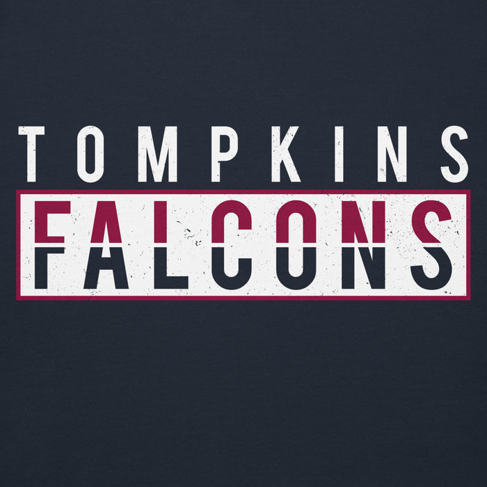 Close-up view of Tompkins High School Falcons Navy Premium Unisex Hoodie 031