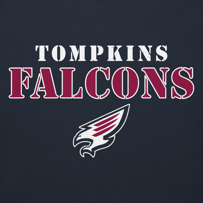 Close-up view of Tompkins High School Falcons Navy Premium Unisex Hoodie 222
