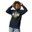 Woman wearing Cypress Ranch High School Mustangs Navy Premium Unisex Hoodie 011