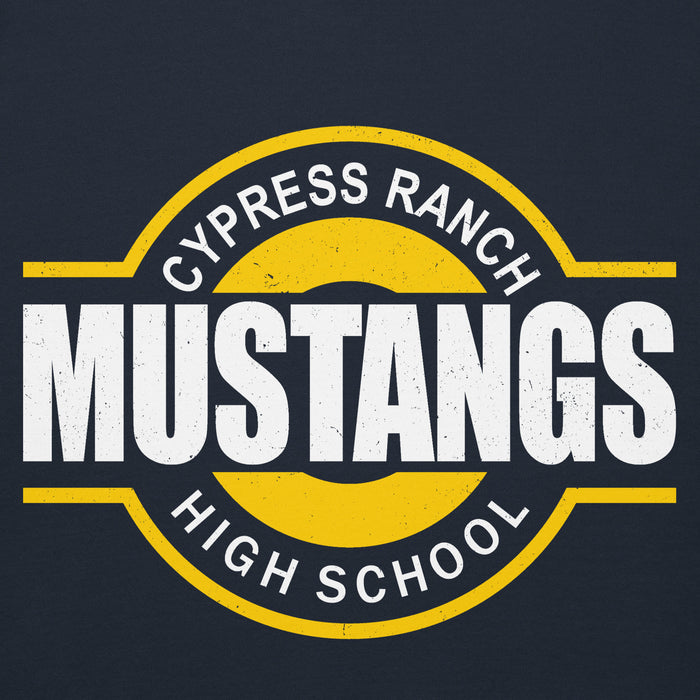 Close-up view of Cypress Ranch High School Mustangs Navy Premium Unisex Hoodie 011