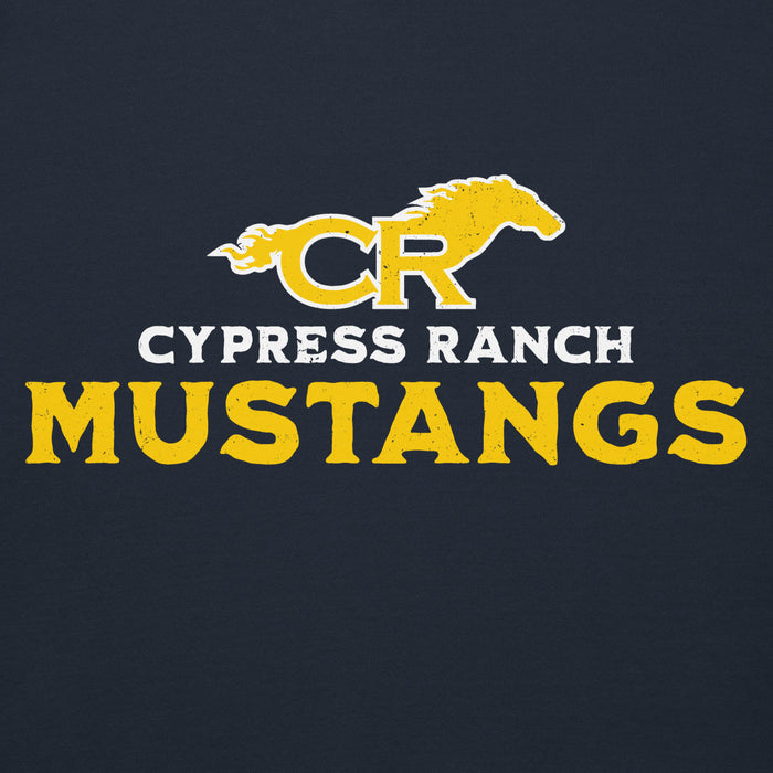 Close-up view of Cypress Ranch High School Mustangs Navy Premium Unisex Hoodie 233