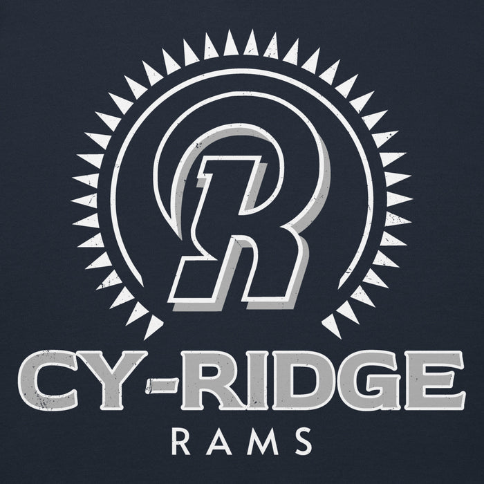Close-up view of Cypress Ridge High School Rams Navy Premium Unisex Hoodie 226