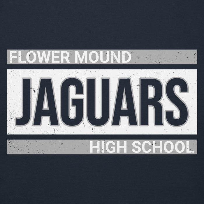Close-up view of Flower Mound High School Jaguars Navy Blue Premium Hoodie 098