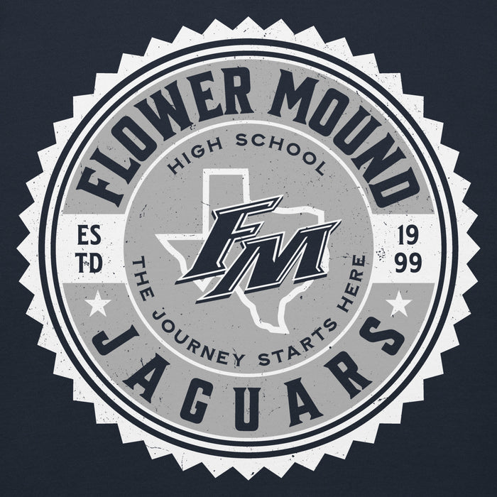 Close-up view of Flower Mound High School Jaguars Navy Blue Premium Hoodie 203