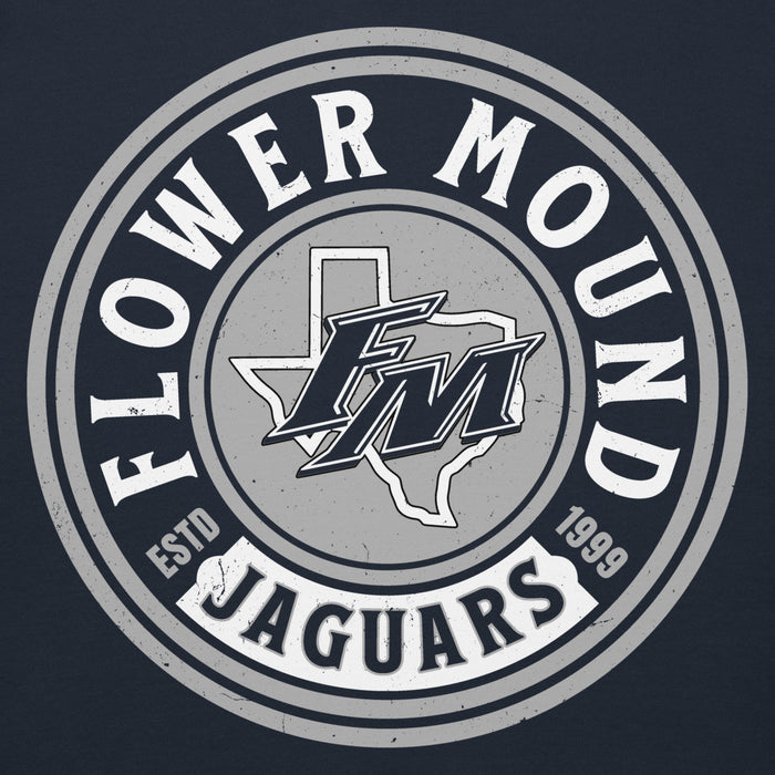 Close-up view of Flower Mound High School Jaguars Navy Blue Premium Hoodie 220