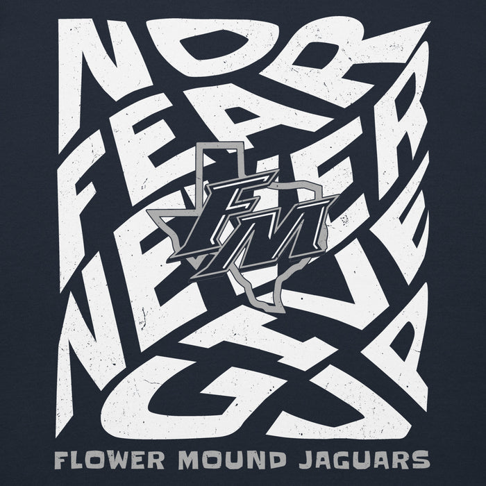 Close-up view of Flower Mound High School Jaguars Navy Blue Premium Hoodie 236