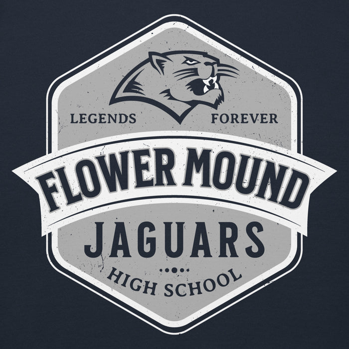 Close-up view of Flower Mound High School Jaguars Navy Blue Premium Hoodie 209