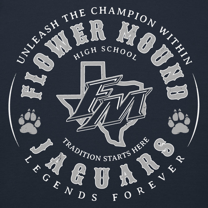 Back view of Flower Mound High School Jaguars Navy Blue Premium Hoodie 214