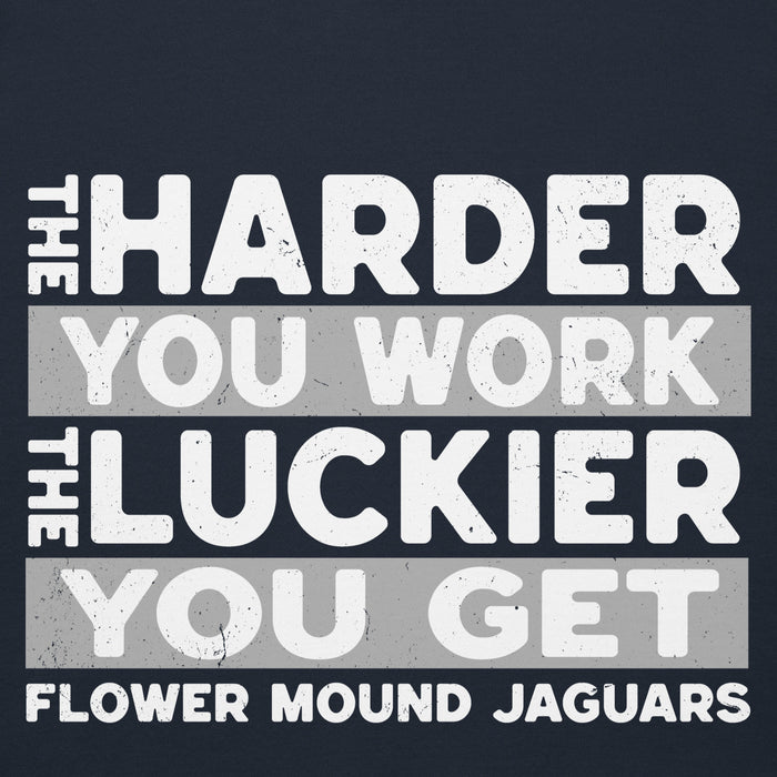 Close-up view of Flower Mound High School Jaguars Navy Blue Premium Hoodie 238