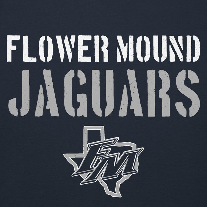 Close-up view of Flower Mound High School Jaguars Navy Blue Premium Hoodie 017