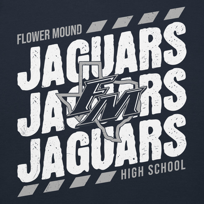 Close-up view of Flower Mound High School Jaguars Navy Blue Premium Hoodie 223