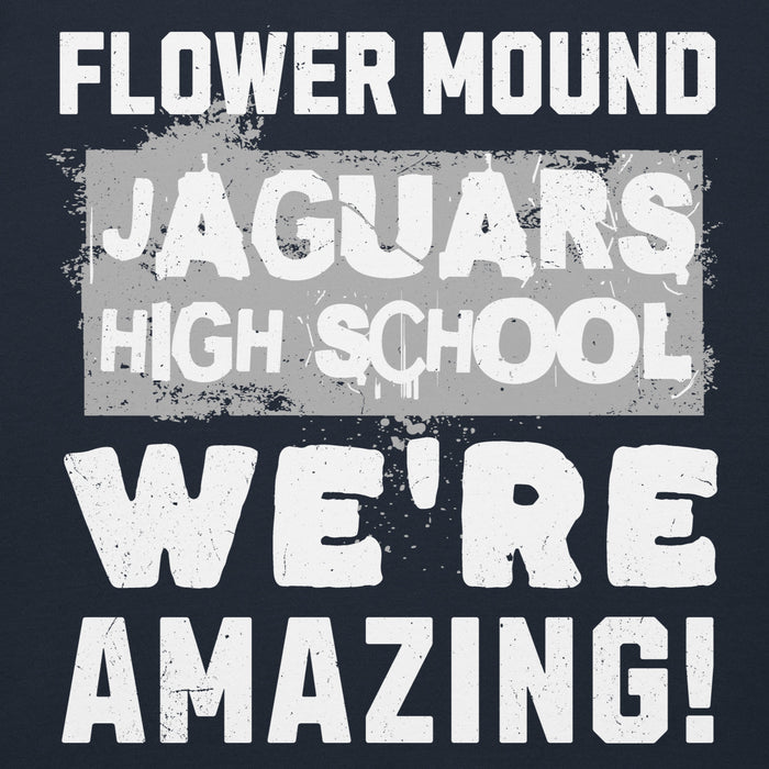 Close-up view of Flower Mound High School Jaguars Navy Blue Premium Hoodie 231