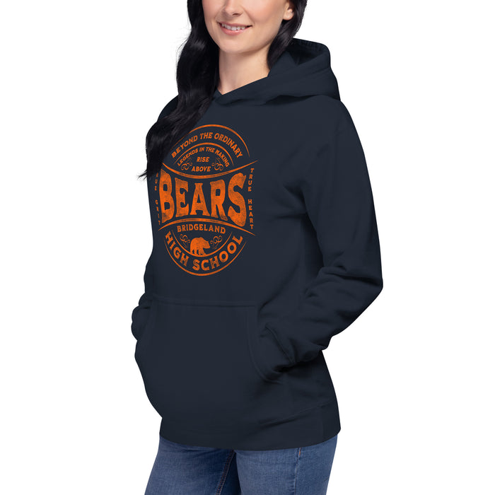 Woman wearing a Bridgeland Bears Premium Navy Hoodie - Design 10