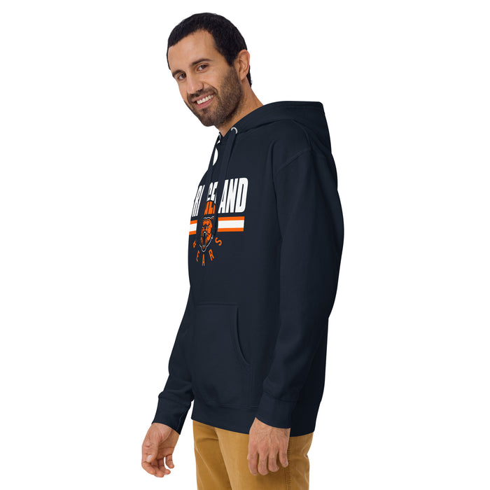 Man wearing a Bridgeland Bears Premium Navy Hoodie - Design 101