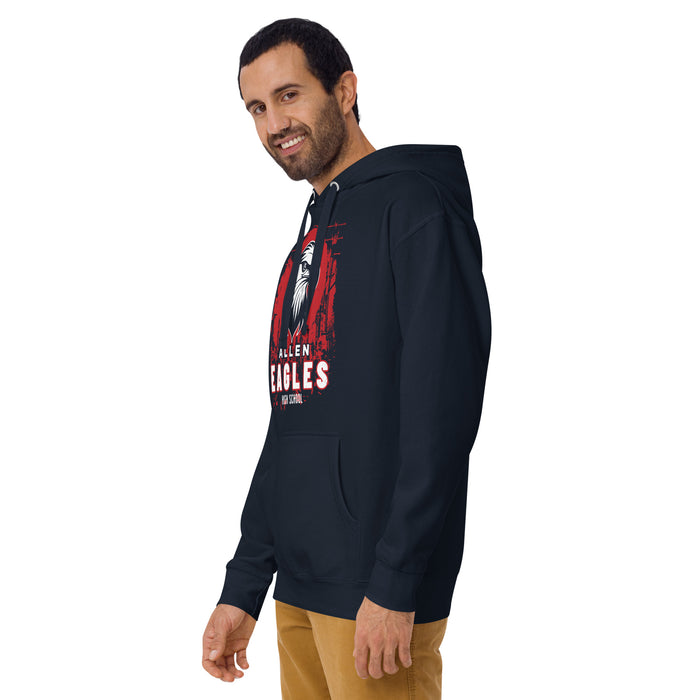 Man wearing Allen High School Eagles Premium Navy Blue Hoodie 206