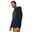 Man wearing Tompkins High School Falcons Navy Premium Unisex Hoodie 214