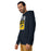 Man wearing Cypress Ranch High School Mustangs Navy Premium Unisex Hoodie 001