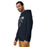 Man wearing Flower Mound High School Jaguars Navy Blue Premium Hoodie 003