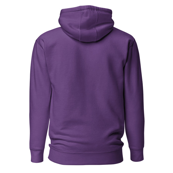 Back view of Klein Cain High School Hurricanes Purple Premium Unisex Hoodie 098