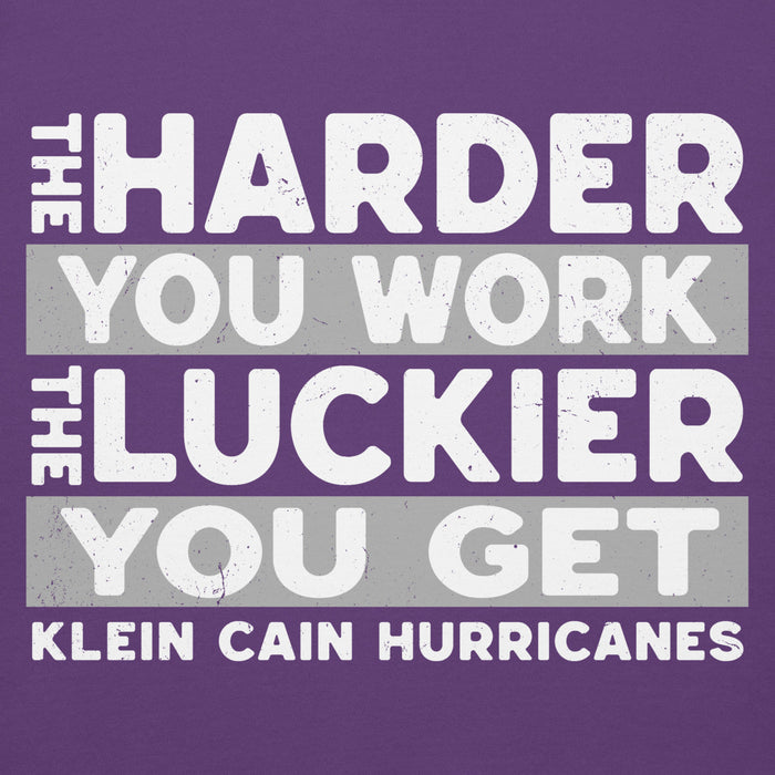 Close-up view of Klein Cain High School Hurricanes Purple Premium Unisex Hoodie 238