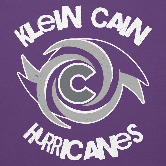 Close-up view of Klein Cain High School Hurricanes Purple Premium Unisex Hoodie 228