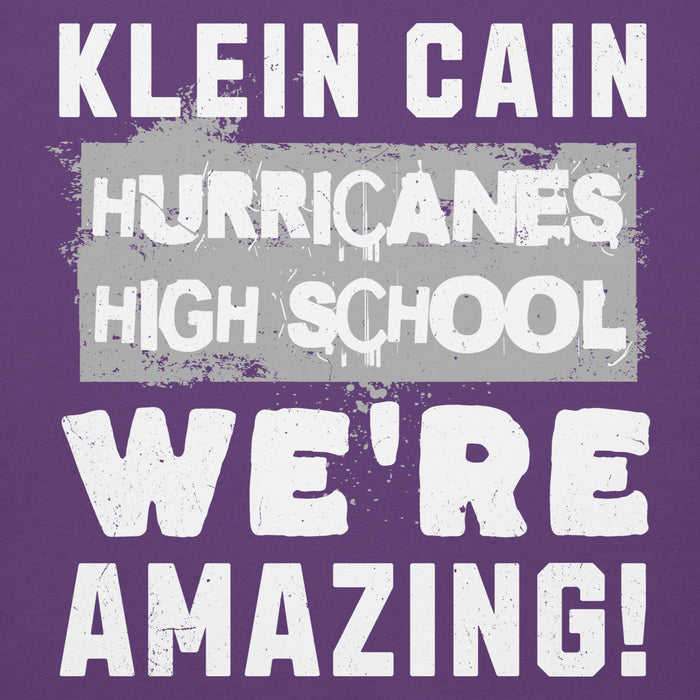 Close-up view of Klein Cain High School Hurricanes Purple Premium Unisex Hoodie 231