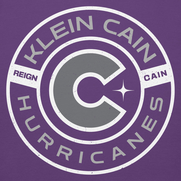 Close-up view of Klein Cain High School Hurricanes Purple Premium Unisex Hoodie 239