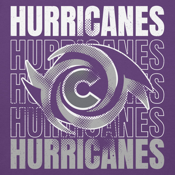 Close-up view of Klein Cain High School Hurricanes Purple Premium Unisex Hoodie 233