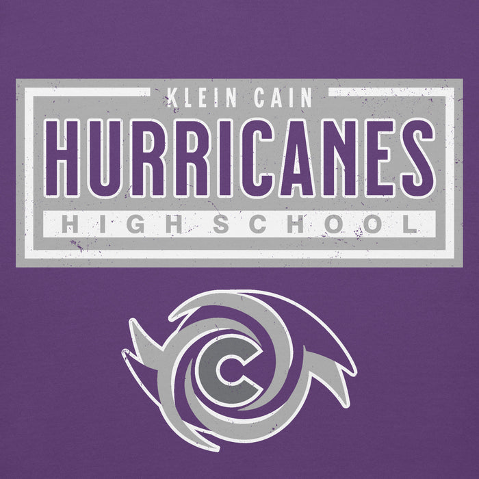 Close-up view of Klein Cain High School Hurricanes Purple Premium Unisex Hoodie 049