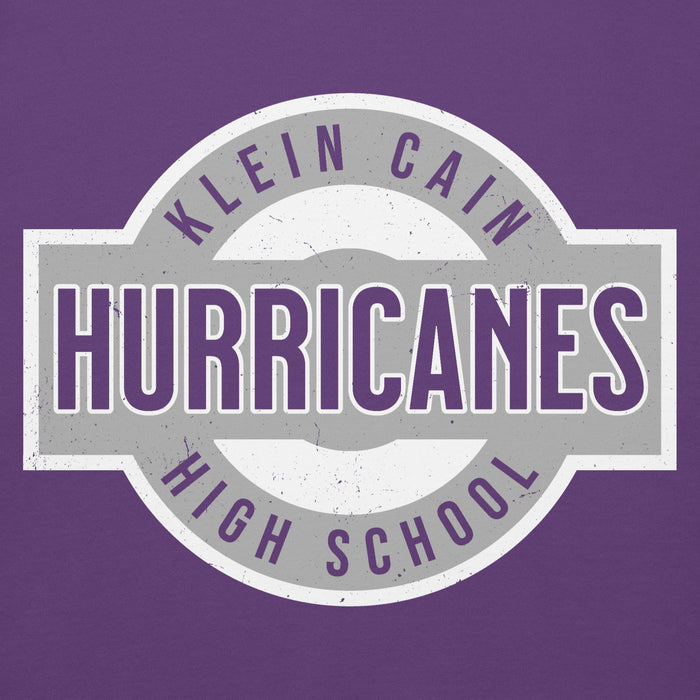 Close-up view of Klein Cain High School Hurricanes Purple Premium Unisex Hoodie 011