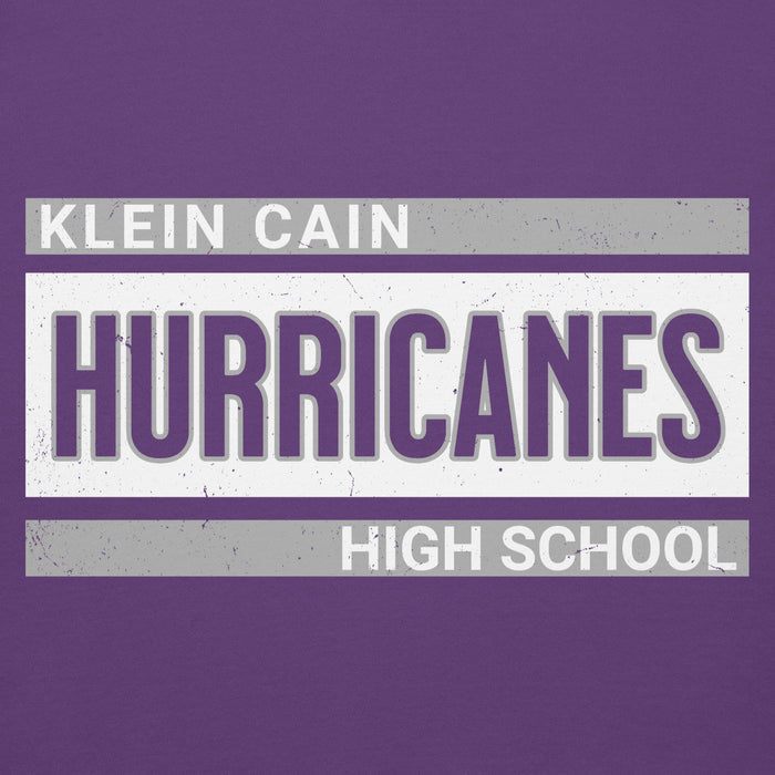 Close-up view of Klein Cain High School Hurricanes Purple Premium Unisex Hoodie 098