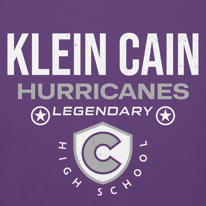 Close-up view of Klein Cain High School Hurricanes Purple Premium Unisex Hoodie 203