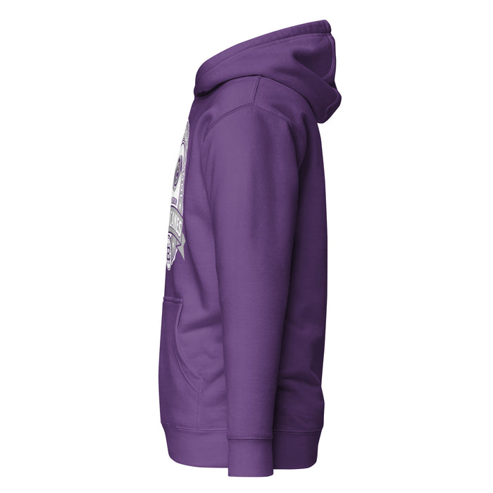 Side view of Klein Cain High School Hurricanes Purple Premium Unisex Hoodie 212