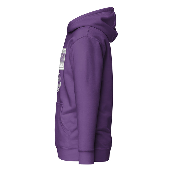 Side view of Klein Cain High School Hurricanes Purple Premium Unisex Hoodie 049