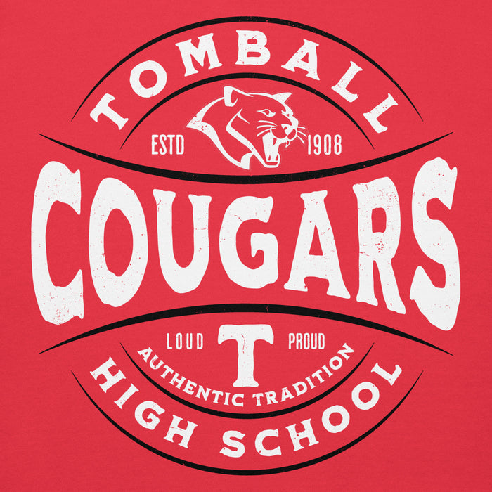 Close-up view of Tomball High School Cougars Red Premium Unisex Hoodie 218