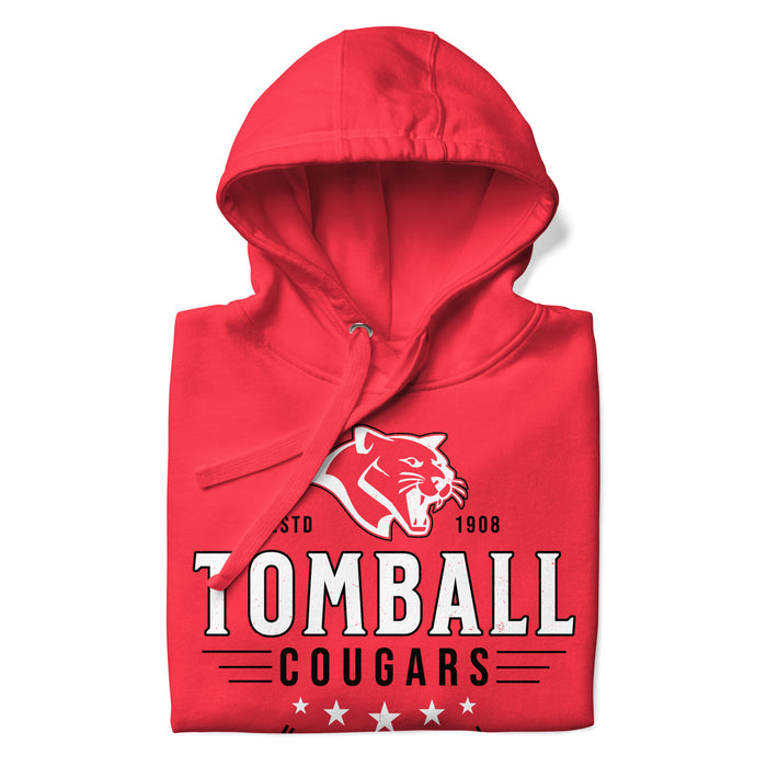 Neatly folded Tomball High School Cougars Red Premium Unisex Hoodie 217